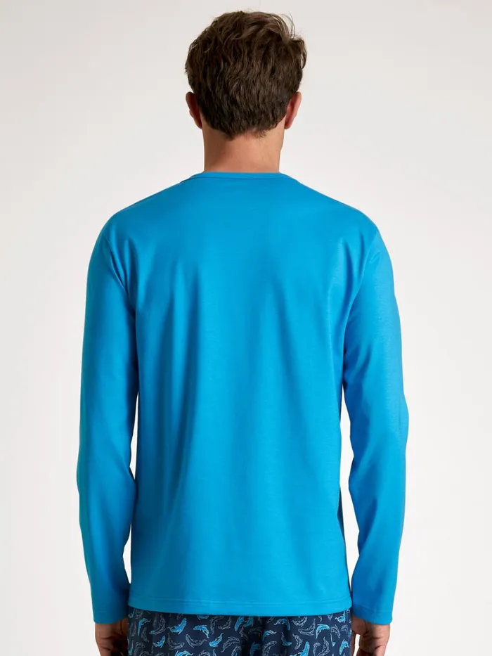 CALIDA Shirts Men Shirt Long Sleeve Danube Blue