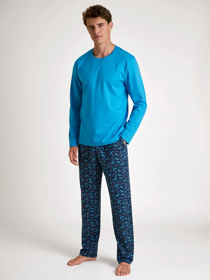 CALIDA Shirts Men Shirt Long Sleeve Danube Blue