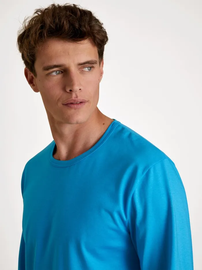 CALIDA Shirts Men Shirt Long Sleeve Danube Blue