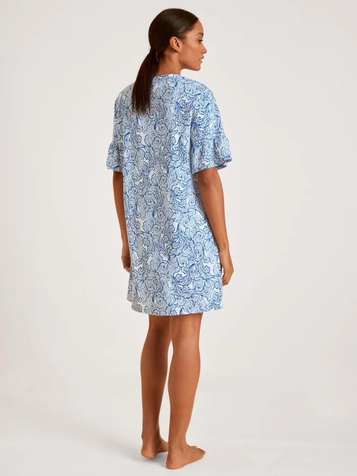 CALIDA Show All Women Short Sleeve Nightdress Length 90cm Sodalite Blue