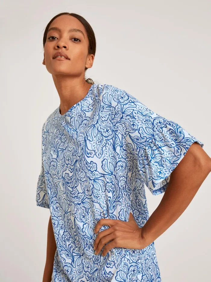 CALIDA Show All Women Short Sleeve Nightdress Length 90cm Sodalite Blue