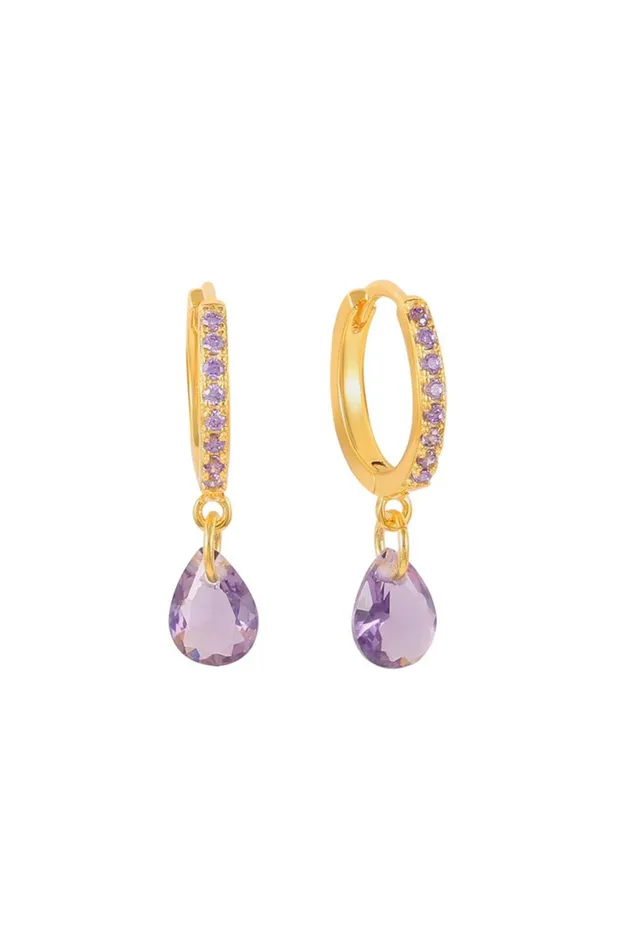 Cambridge Earring 8211 Gold Plated Purple Cz Women Cras Jewellery