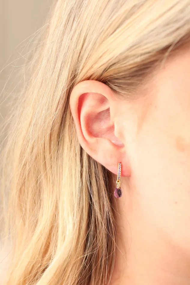 Cambridge Earring 8211 Gold Plated Purple Cz Women Cras Jewellery