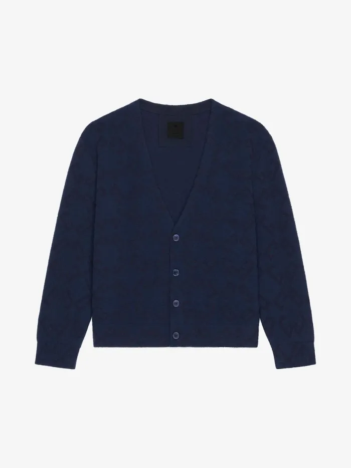 Cardigan In Monogram 72 Jacquard Dark Blue Men Givenchy Sweaters