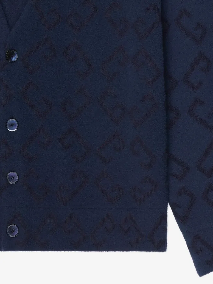 Cardigan In Monogram 72 Jacquard Dark Blue Men Givenchy Sweaters