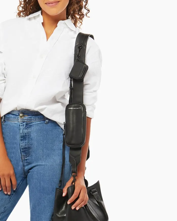 Cargo Strap Black With Shiny Black Hardware Women Aimee Kestenberg Travel
