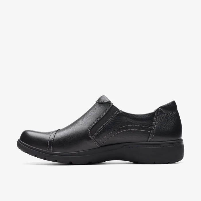 Carleigh Ray Black Leather Women Clarks Clogs and Mules