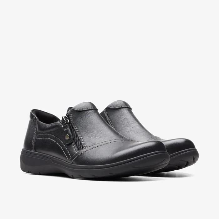 Carleigh Ray Black Leather Women Clarks Clogs and Mules