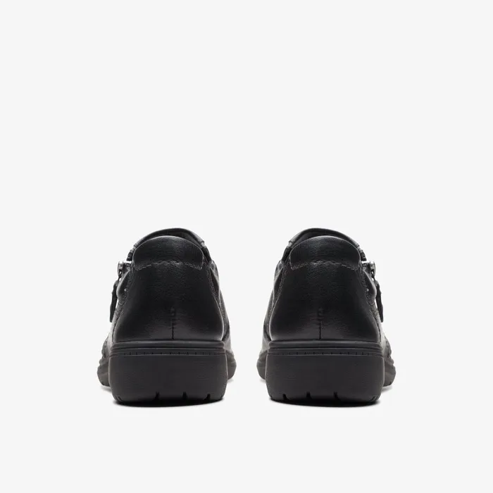 Carleigh Ray Black Leather Women Clarks Clogs and Mules
