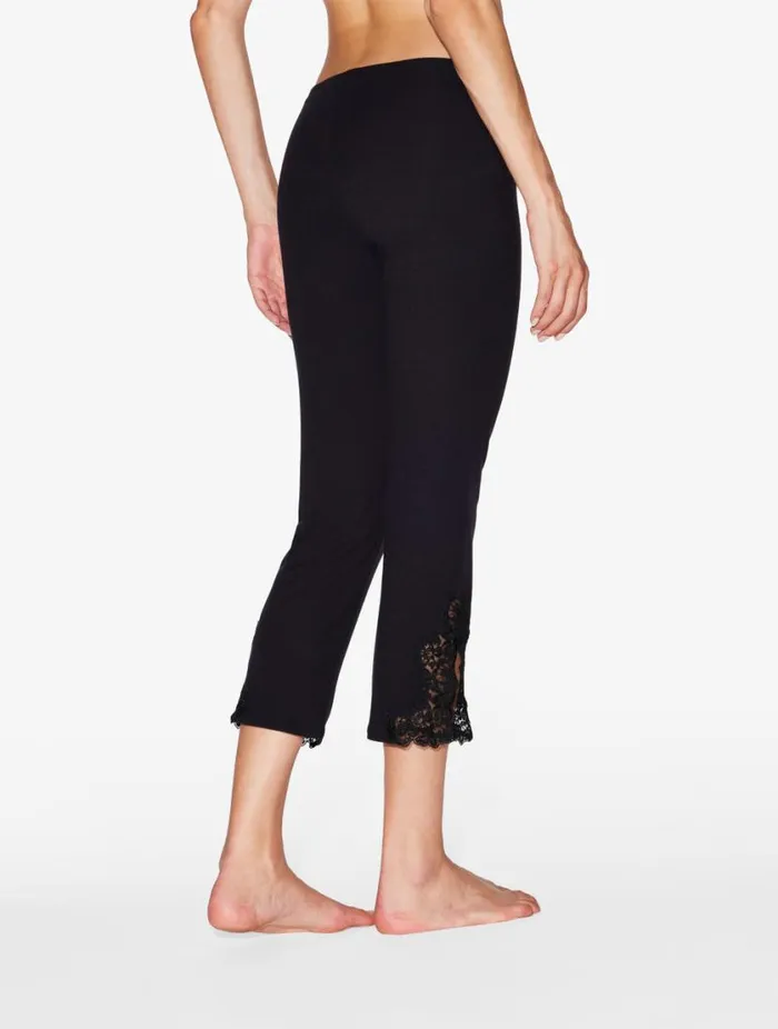 Cashmere Blend Ribbed Trousers In Onyx With Frastaglio Sleepwear La Perla Pajamas
