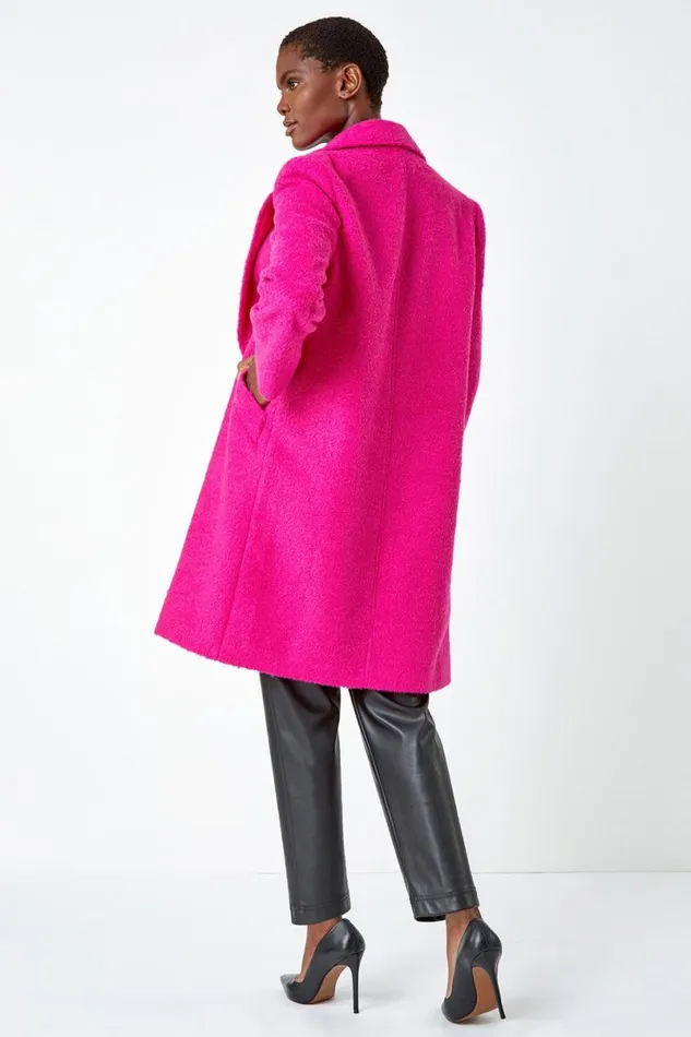 Cerise Relaxed Double Breasted Boucle Coat Women Roman Coats