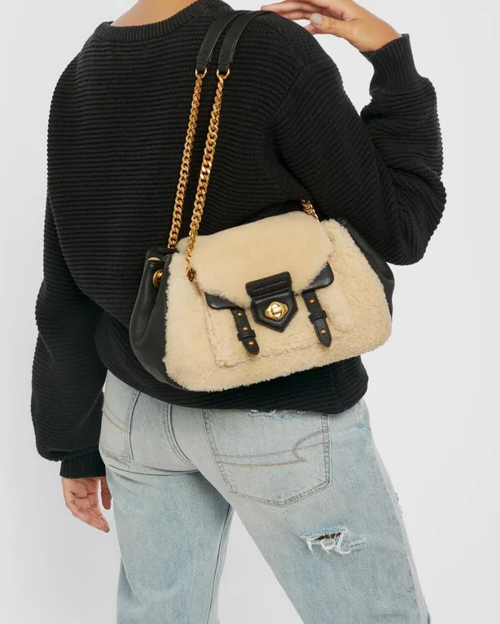 Chain Reaction Novelty Satchel Natural Shearling Women Aimee Kestenberg Satchels