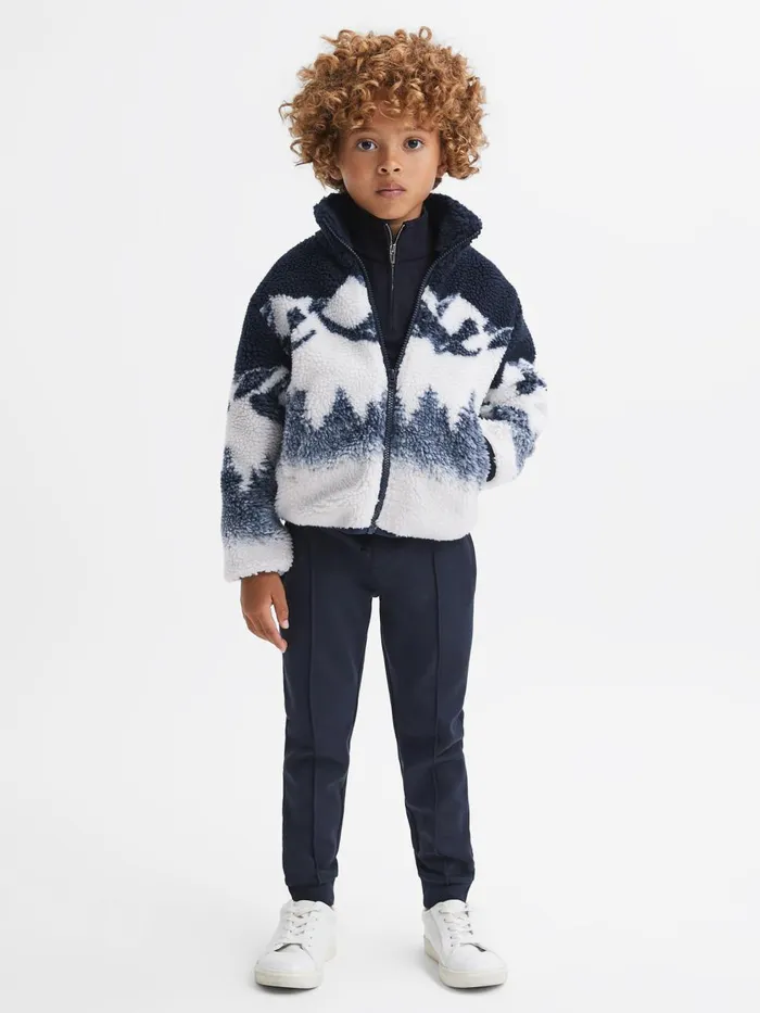 Children Reiss Coats and Jackets Clement Textured ZipThrough Jacket Blue Multi Children Reiss Coats and Jackets Clement Textured ZipThrough Jacket Blue Multi