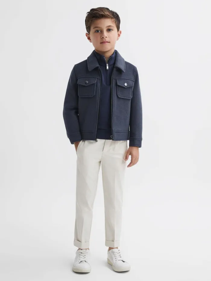 Children Reiss Coats and Jackets Peridoe Wool Trucker Jacket Airforce Blue