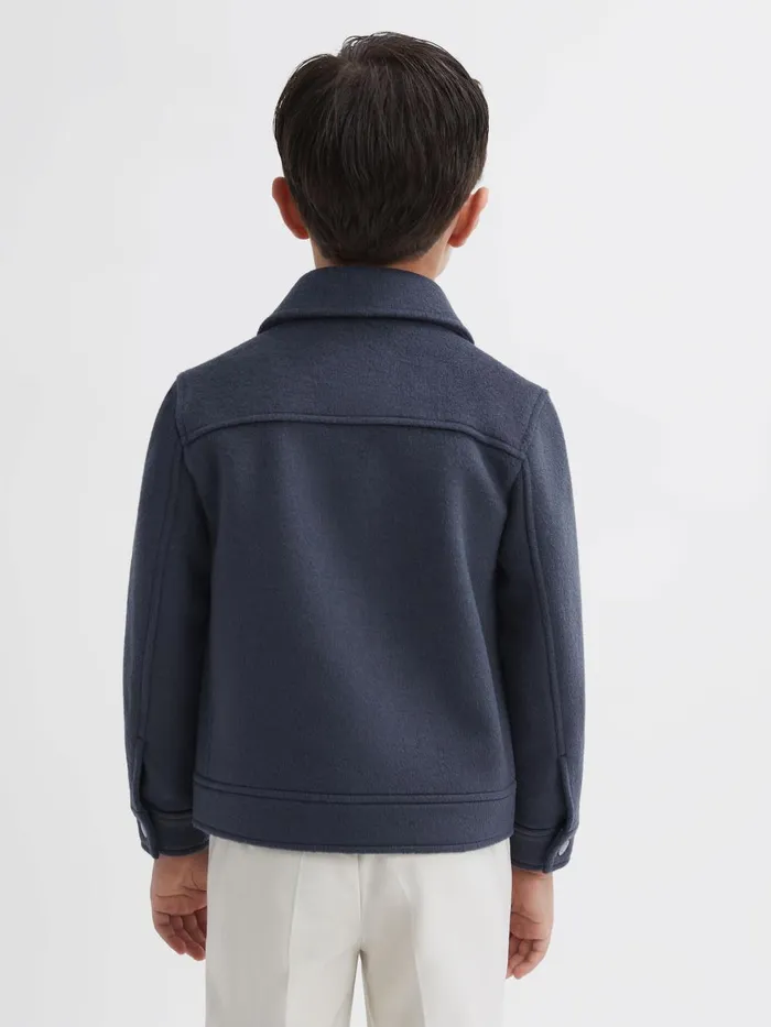 Children Reiss Coats and Jackets Peridoe Wool Trucker Jacket Airforce Blue