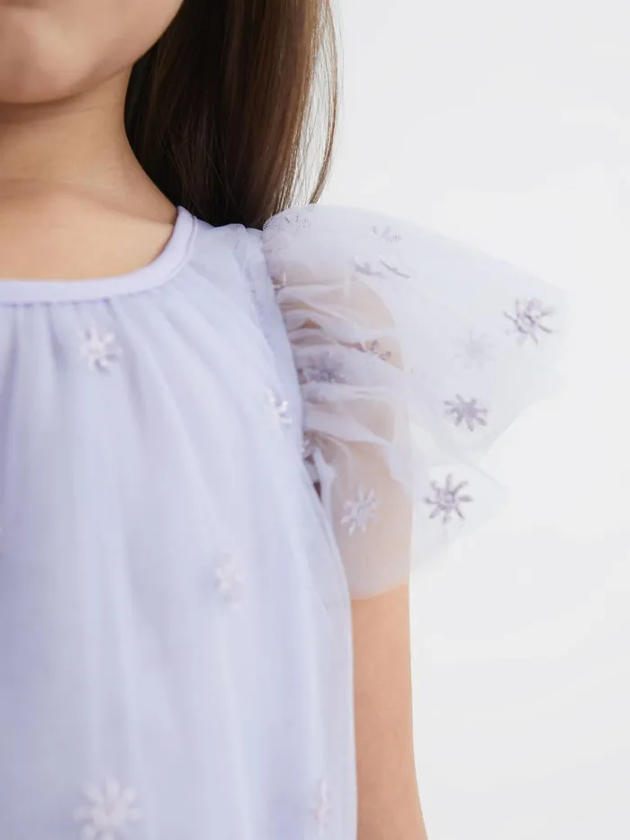 Children Reiss Dresses Fifi Tulle Embroidered Dress Lilac
