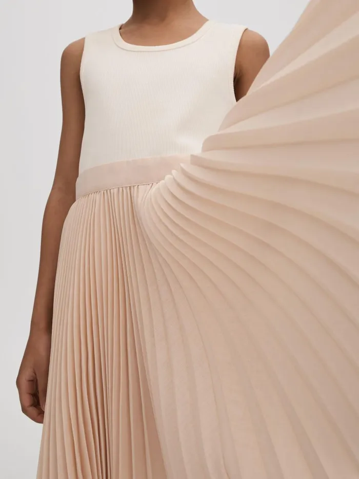 Children Reiss Dresses Harriet Pleated Asymmetric Dress Ecru