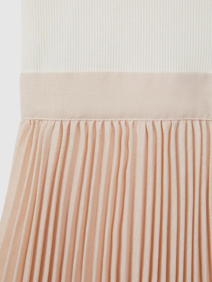 Children Reiss Dresses Harriet Pleated Asymmetric Dress Ecru