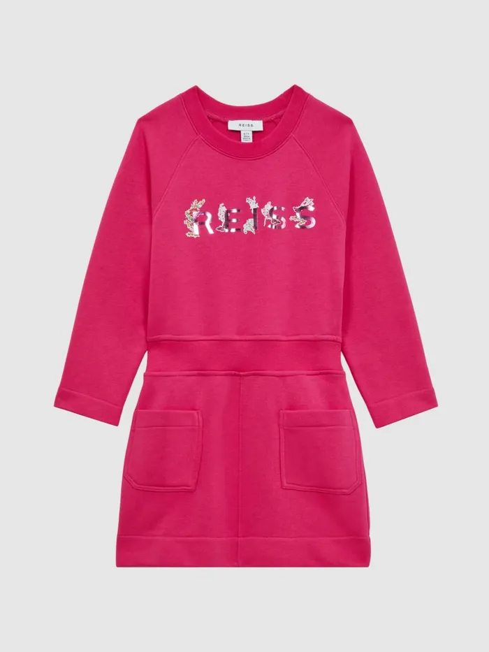 Children Reiss Dresses Janine Sweatshirt Dress Pink