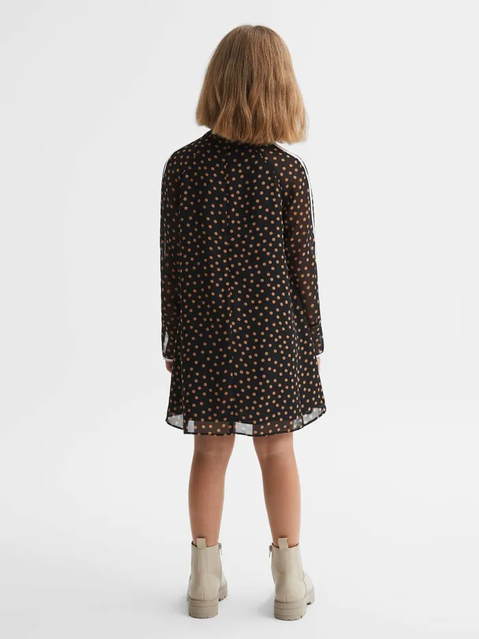 Children Reiss Dresses Kate Polka Dot Tie Neck Mini Dress Black