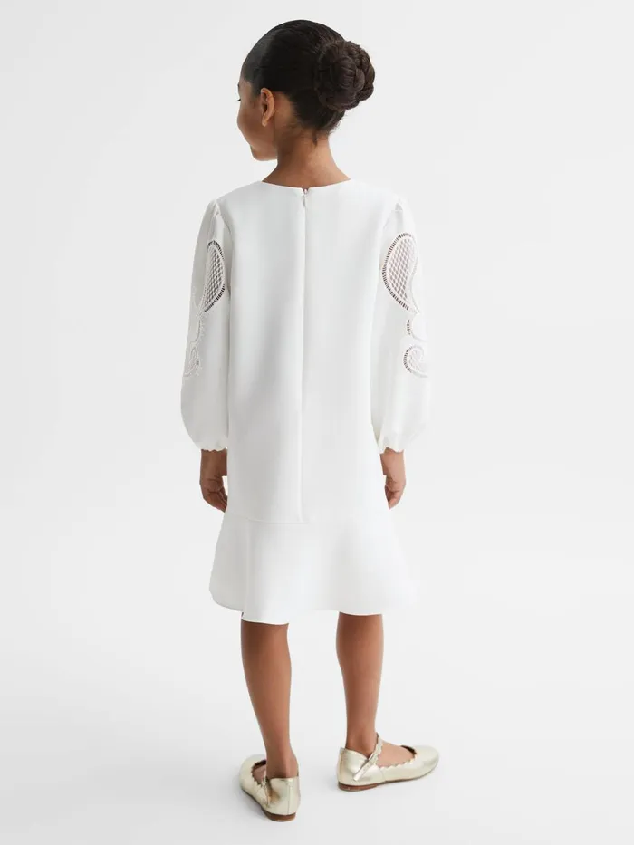 Children Reiss Dresses Toya Floral Embroidered Dress Ivory