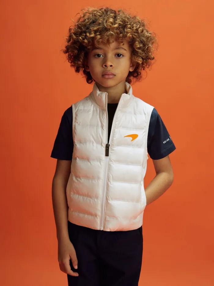 Children Reiss Knitwear F1 Hybrid Quilt And Knit Gilet White