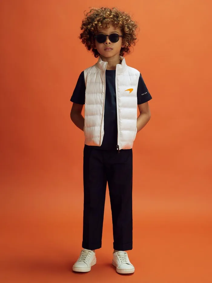 Children Reiss Knitwear F1 Hybrid Quilt And Knit Gilet White
