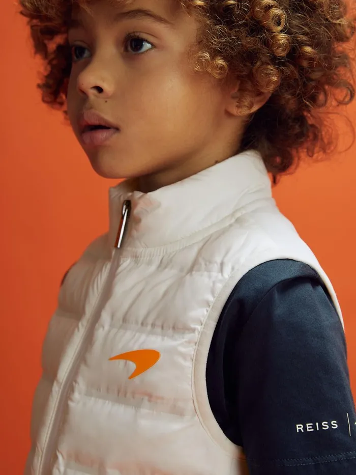 Children Reiss Knitwear F1 Hybrid Quilt And Knit Gilet White