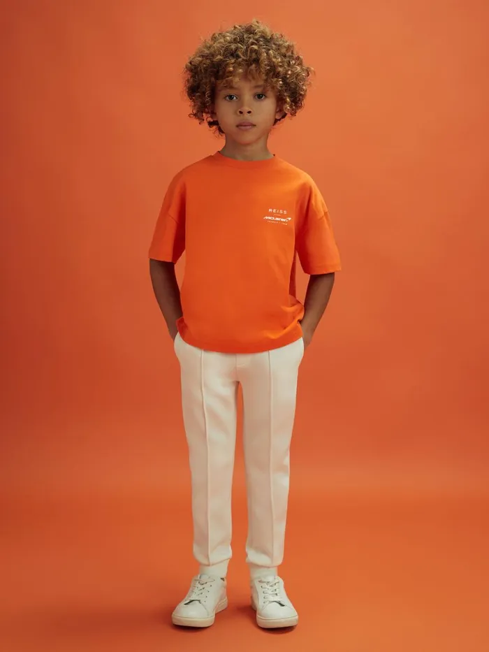 Children Reiss Reiss X Mclaren F1 Team F1 Oversized Cotton Crew Neck TShirt Papaya