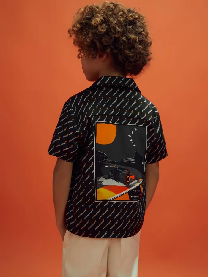 Children Reiss Reiss X Mclaren F1 Team F1 Silverstone Cuban Collar Shirt Black Multi Children Reiss Reiss X Mclaren F1 Team F1 Silverstone Cuban Collar Shirt Black Multi