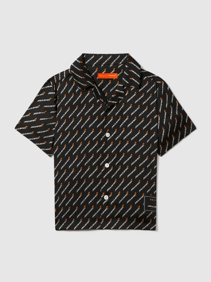 Children Reiss Reiss X Mclaren F1 Team F1 Silverstone Cuban Collar Shirt Black Multi