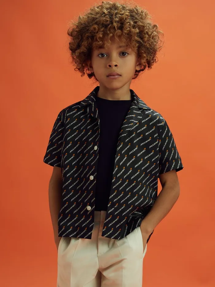 Children Reiss Reiss X Mclaren F1 Team F1 Silverstone Cuban Collar Shirt Black Multi