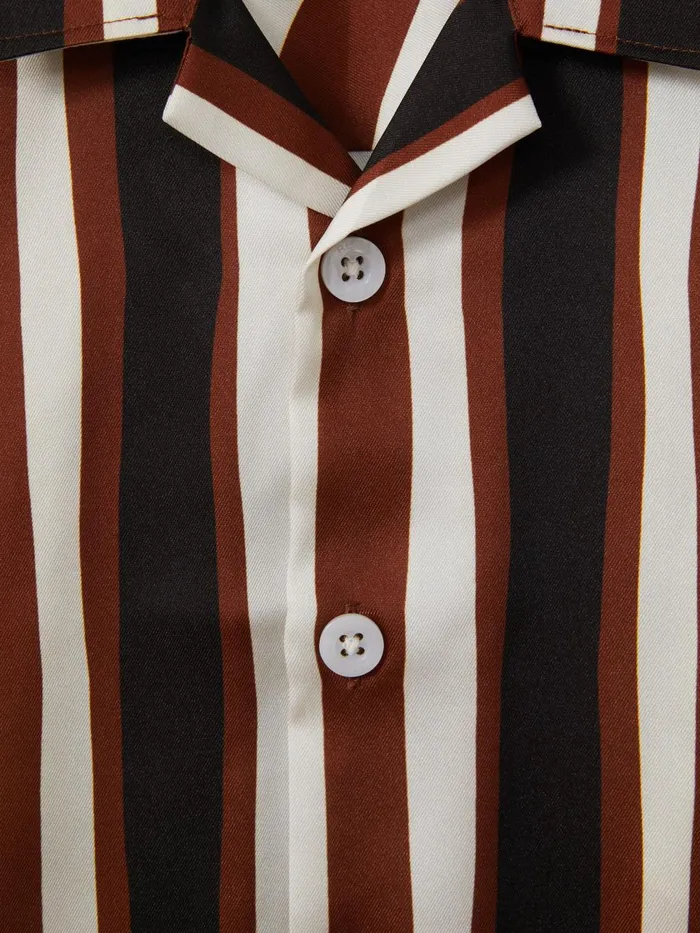 Children Reiss Shirts Tom Printed Cuban Collar Shirt Tobacco