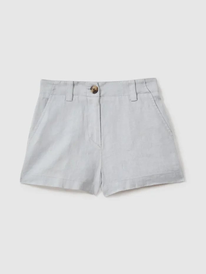 Children Reiss Skirts and Shorts Dani Linen Loose Fit Shorts Blue