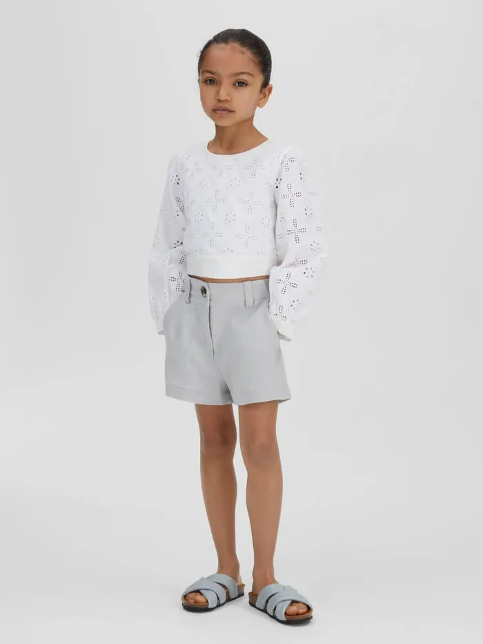Children Reiss Skirts and Shorts Dani Linen Loose Fit Shorts Blue
