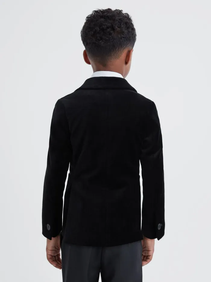 Children Reiss Suits and Tailoring Ace Velvet Single Breasted Blazer Black
