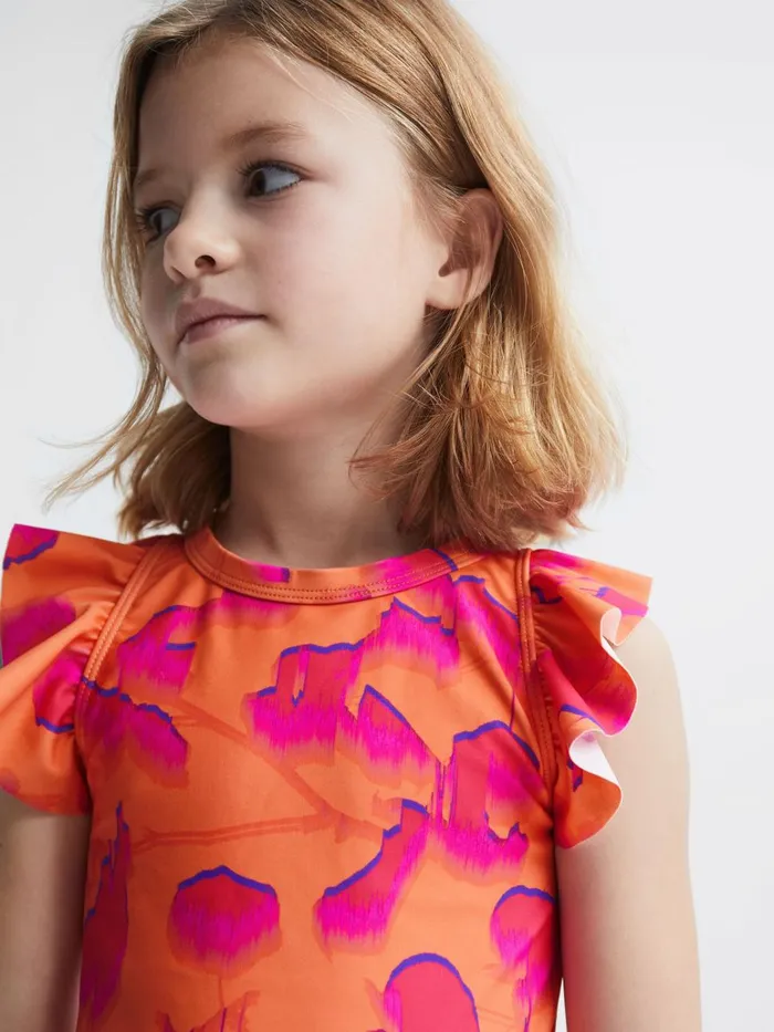 Children Reiss Swimwear Lilly Floral Bikini Set Orange Print