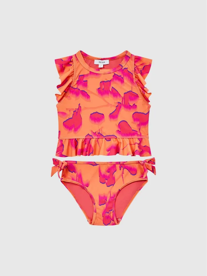 Children Reiss Swimwear Lilly Floral Bikini Set Orange Print