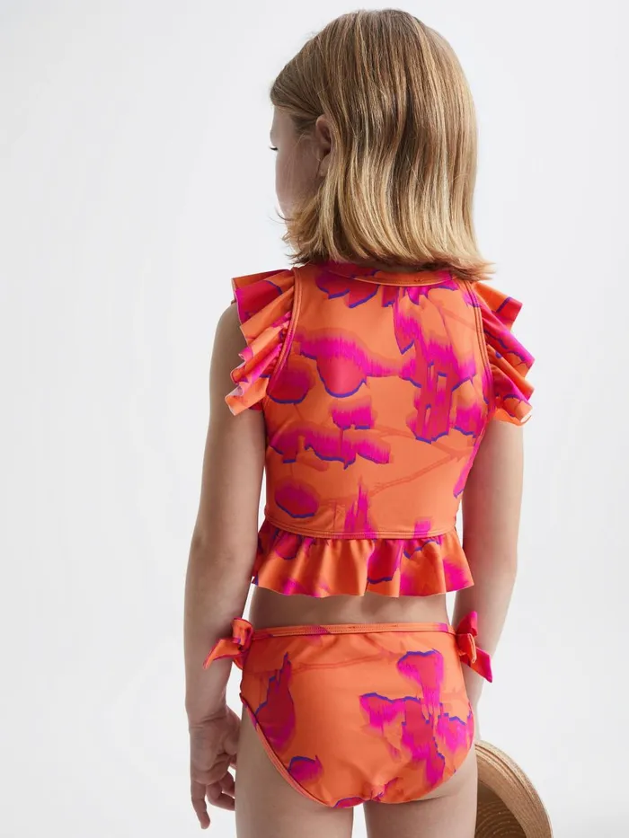 Children Reiss Swimwear Lilly Floral Bikini Set Orange Print