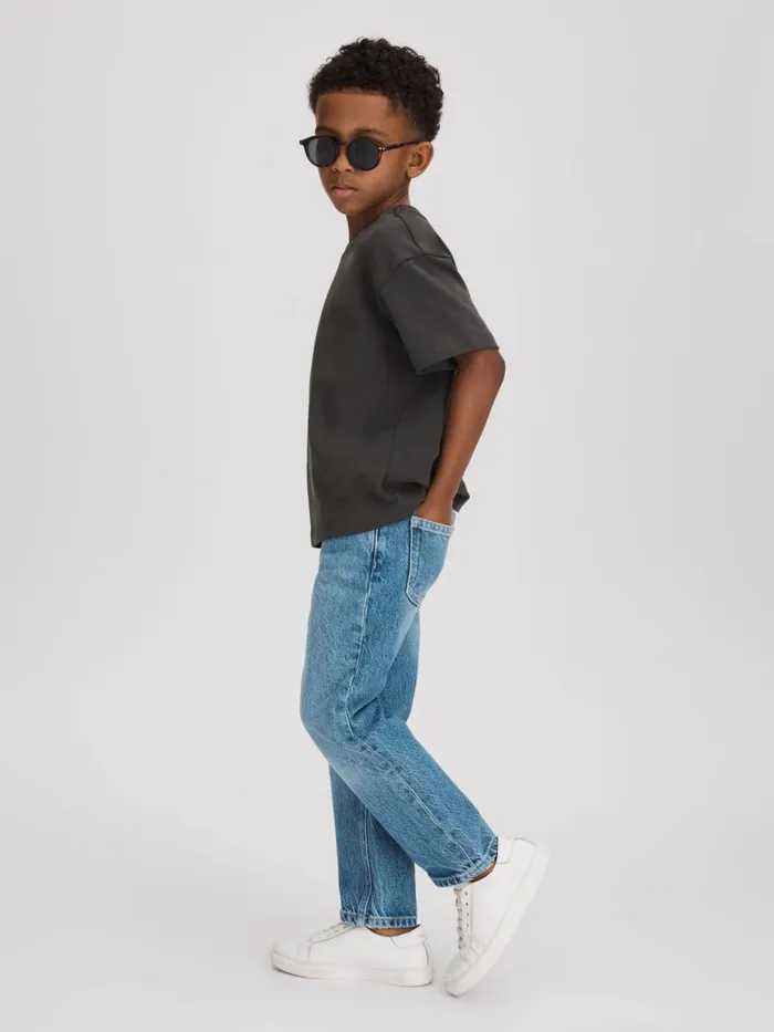 Children Reiss TShirts Selby Oversized Cotton Crew Neck TShirt Washed Black