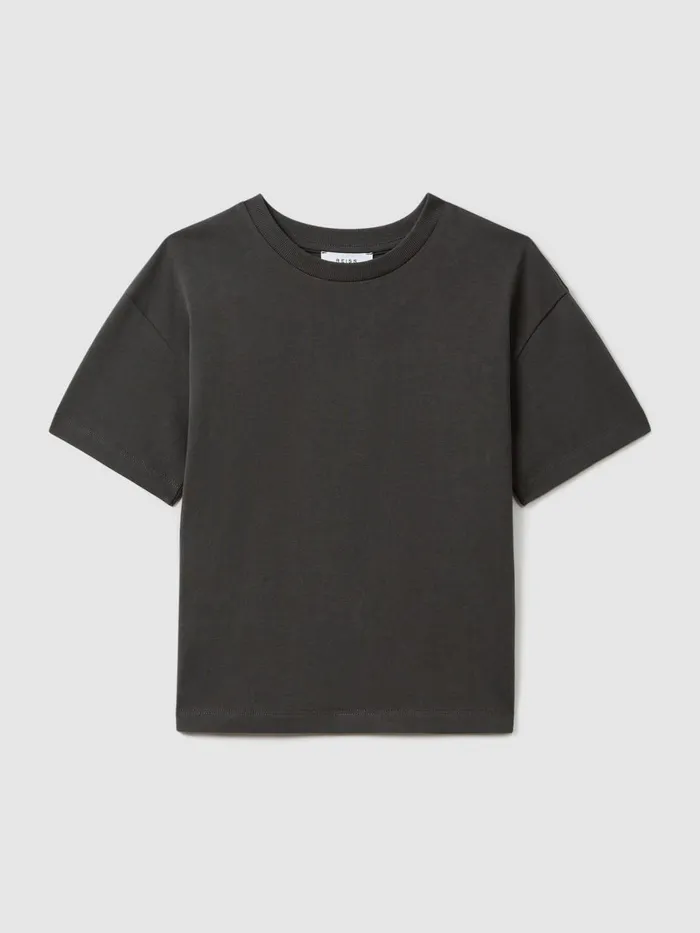 Children Reiss TShirts Selby Oversized Cotton Crew Neck TShirt Washed Black