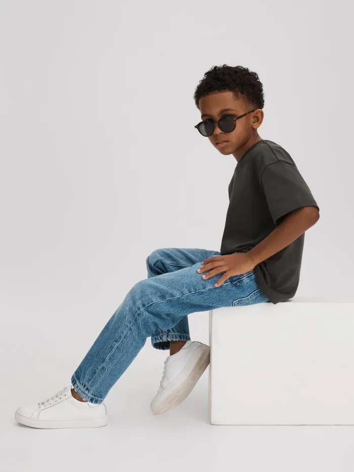 Children Reiss TShirts Selby Oversized Cotton Crew Neck TShirt Washed Black