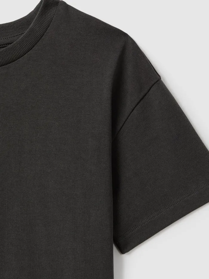 Children Reiss TShirts Selby Oversized Cotton Crew Neck TShirt Washed Black