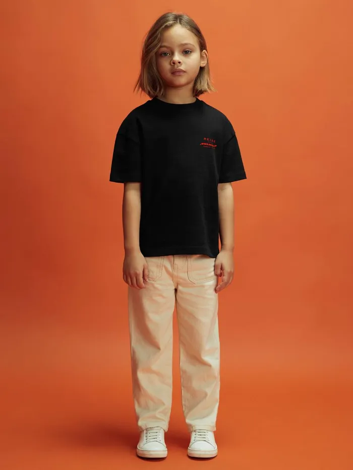 Children Reiss Tops and TShirts F1 Oversized Cotton Crew Neck TShirt Black