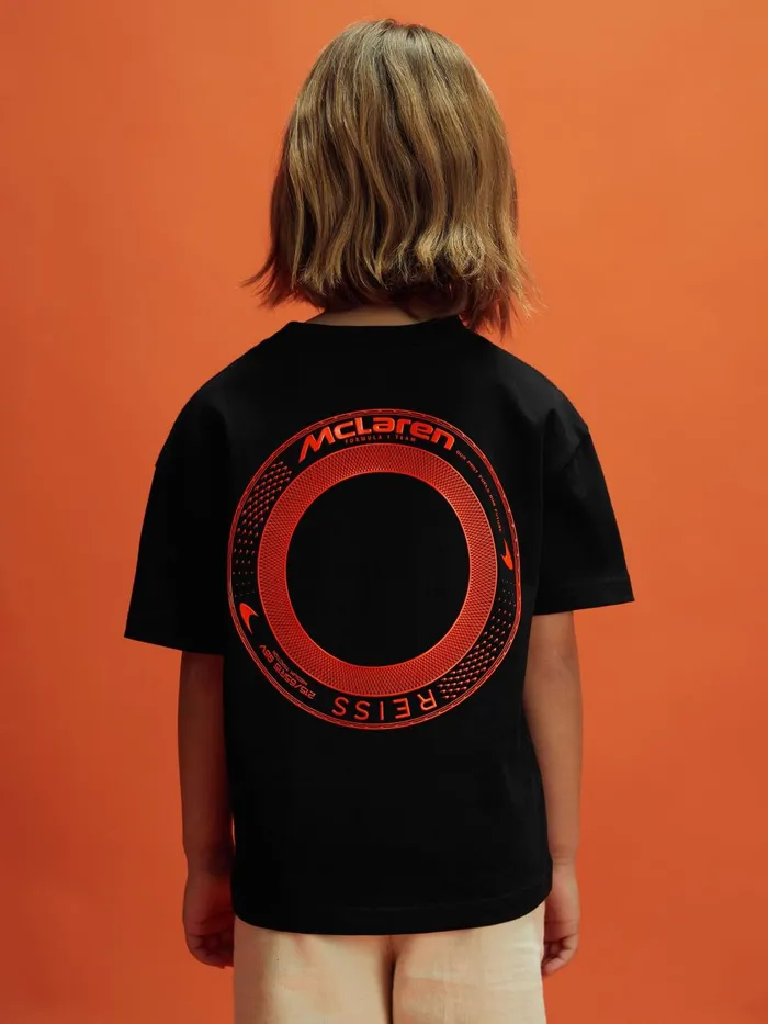 Children Reiss Tops and TShirts F1 Oversized Cotton Crew Neck TShirt Black
