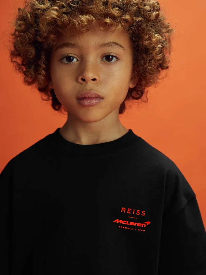 Children Reiss Tops and TShirts F1 Oversized Cotton Crew Neck TShirt Black