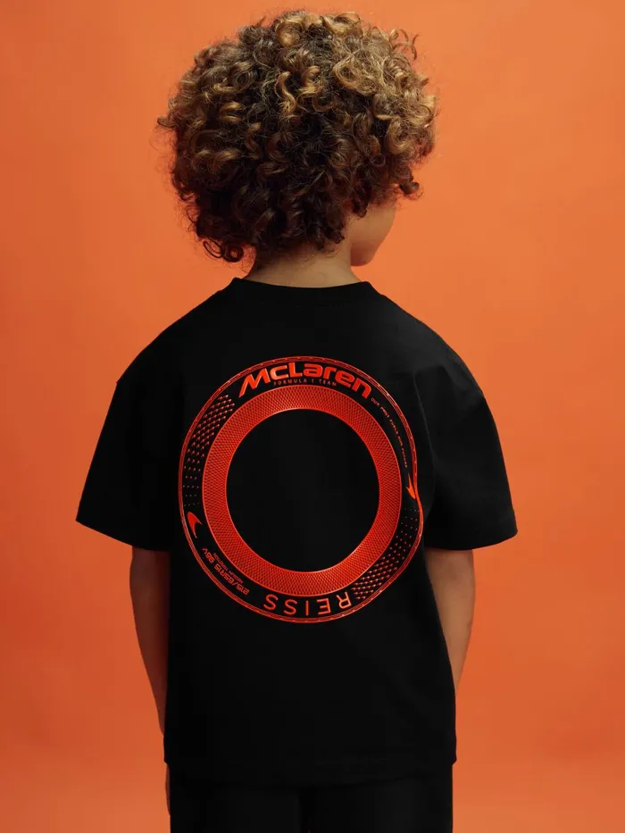Children Reiss Tops and TShirts F1 Oversized Cotton Crew Neck TShirt Black