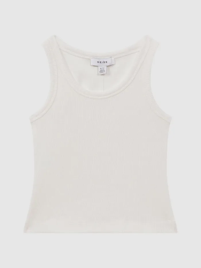 Children Reiss Tops and TShirts Violet Cotton Blend Ribbed Vest White