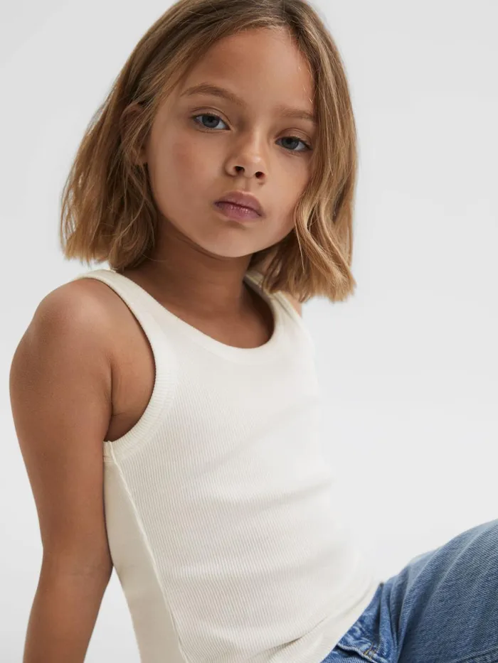 Children Reiss Tops and TShirts Violet Cotton Blend Ribbed Vest White