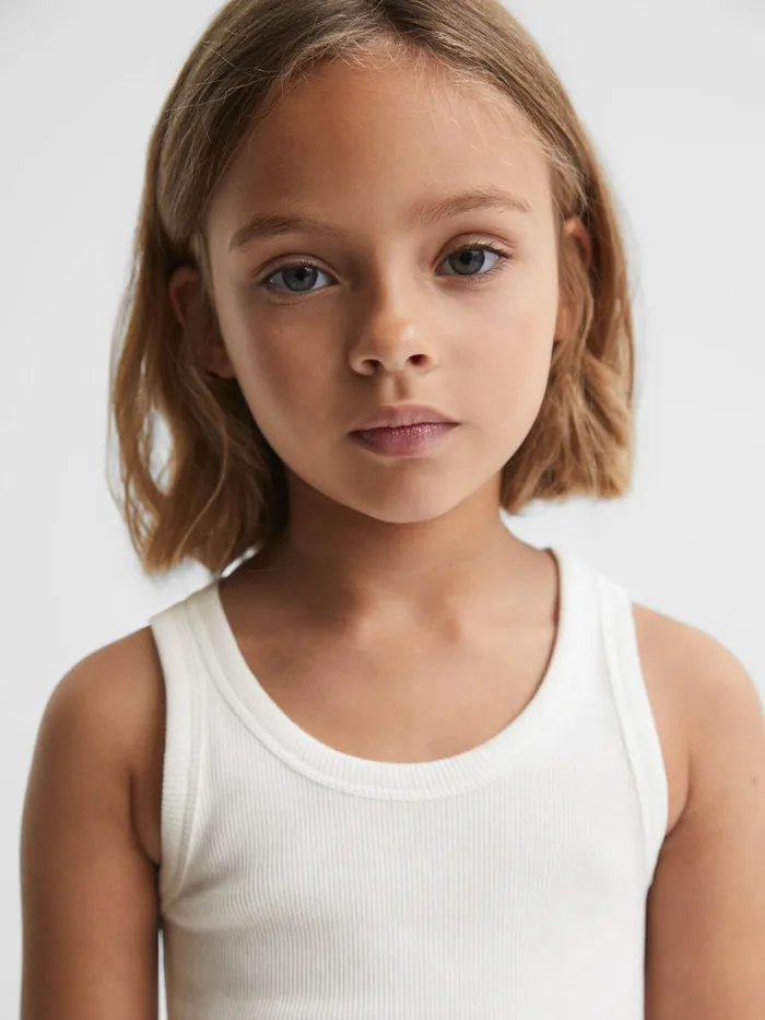 Children Reiss Tops and TShirts Violet Cotton Blend Ribbed Vest White